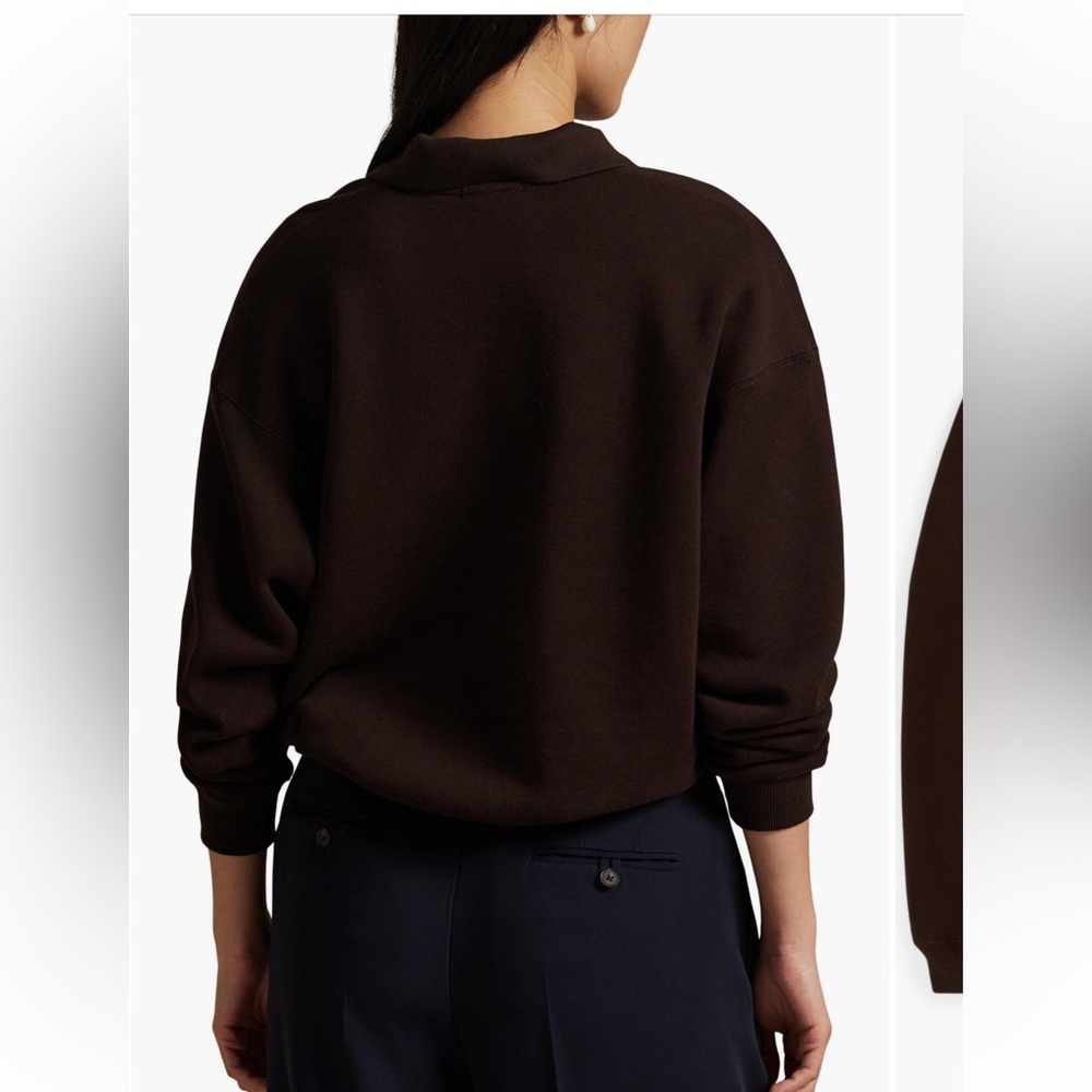 Ralph Lauren Dark Brown polo-collar fleece pullover  small medium - Picture 3 of 6